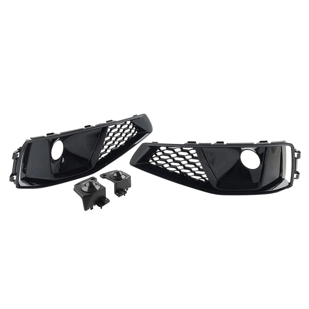 Front Bumper Honeycomb Fog Light Grille with ACC Caps for Audi A4 S4 (2019–2020)