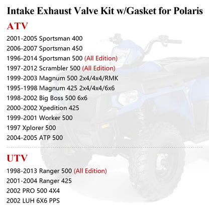 Intake Exhaust Valve Kit with Gasket for Polaris Magnum Xpedition (1995–2005)