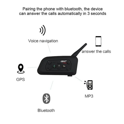 EJEAS V6 Pro Bluetooth Helmet Intercom for Motorcycle - 6 Riders