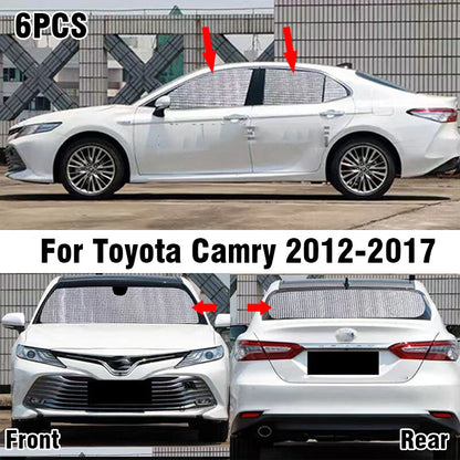 6X Front Side Rear Window Privacy Sunshade for Toyota Camry (2012–2017)