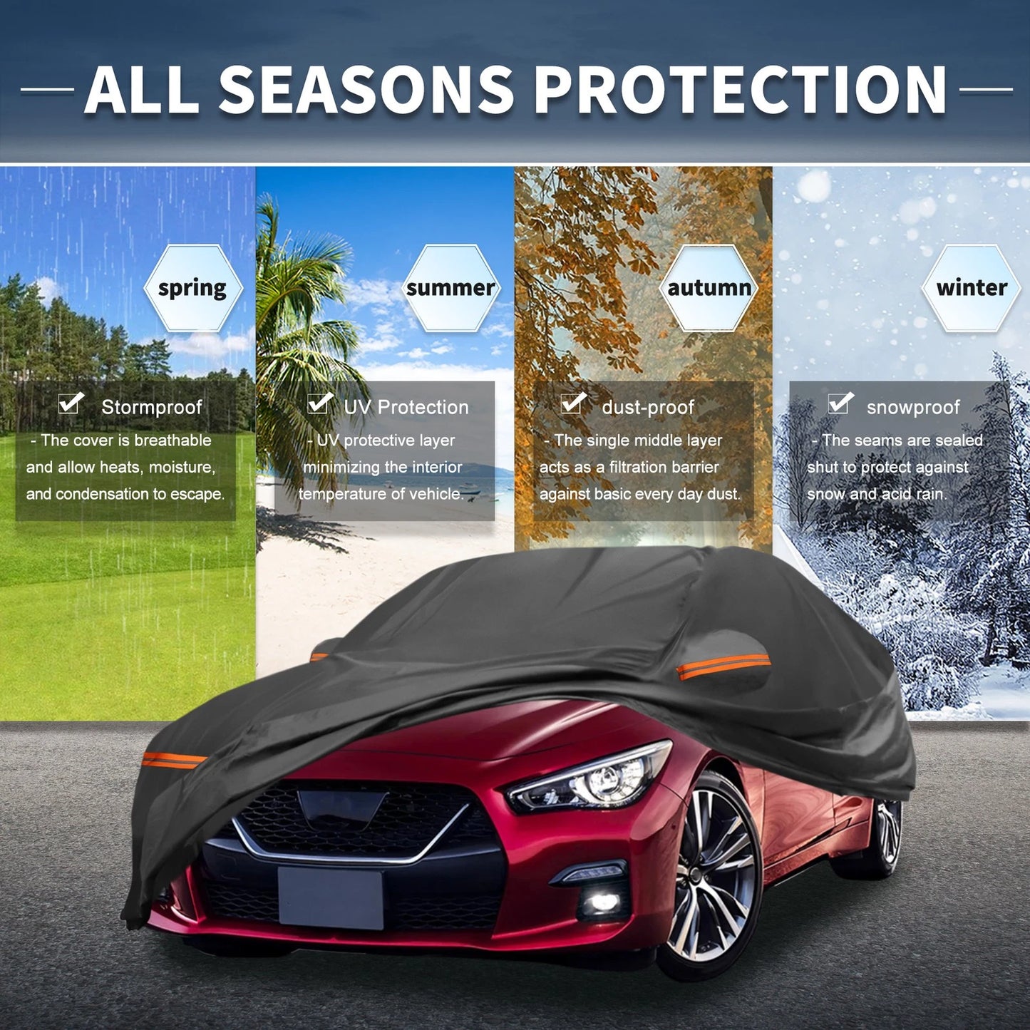 Waterproof Car Cover for Nissan Skyline (All Weather, Black, Aluminum Film)