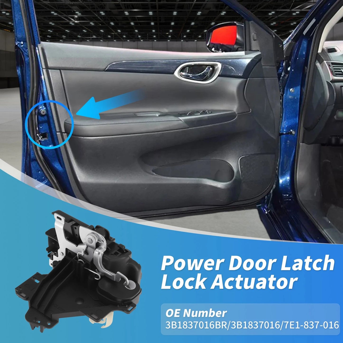 3B1837016BR Front Right Power Door Lock Actuator for Volkswagen GTI (2006–2007)