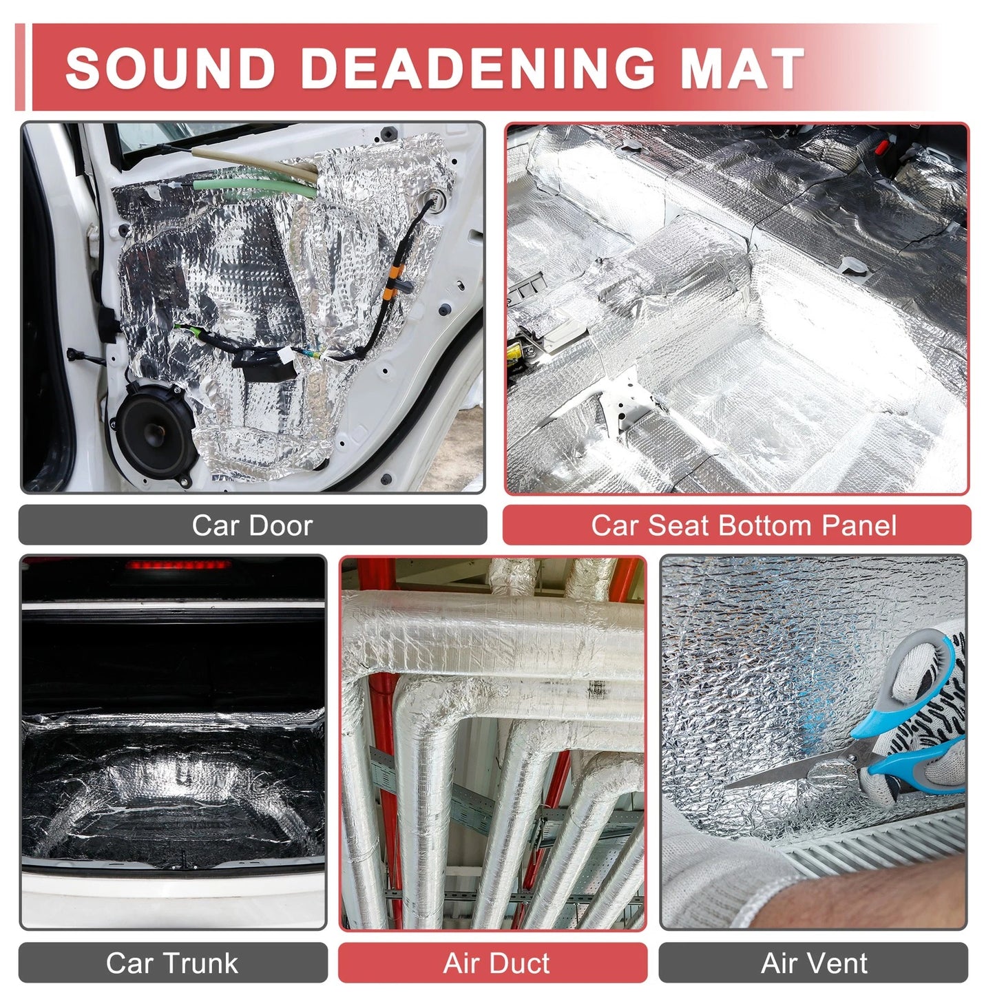Set of 4 Aluminum Foil Foam Heat Damping Pads for Car (157mil, 4mm)