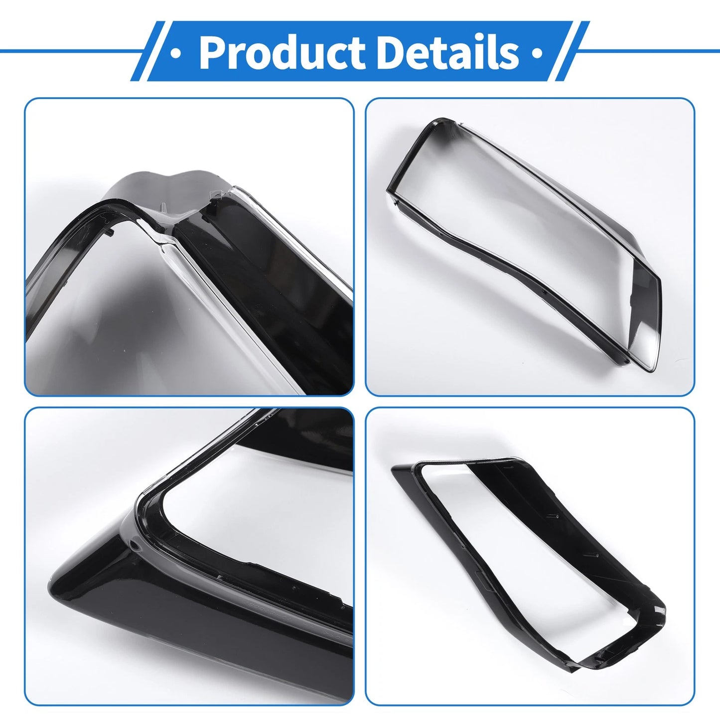 1 Pc Headlight Lens Cover for Audi A8 (2010–2013) Black
