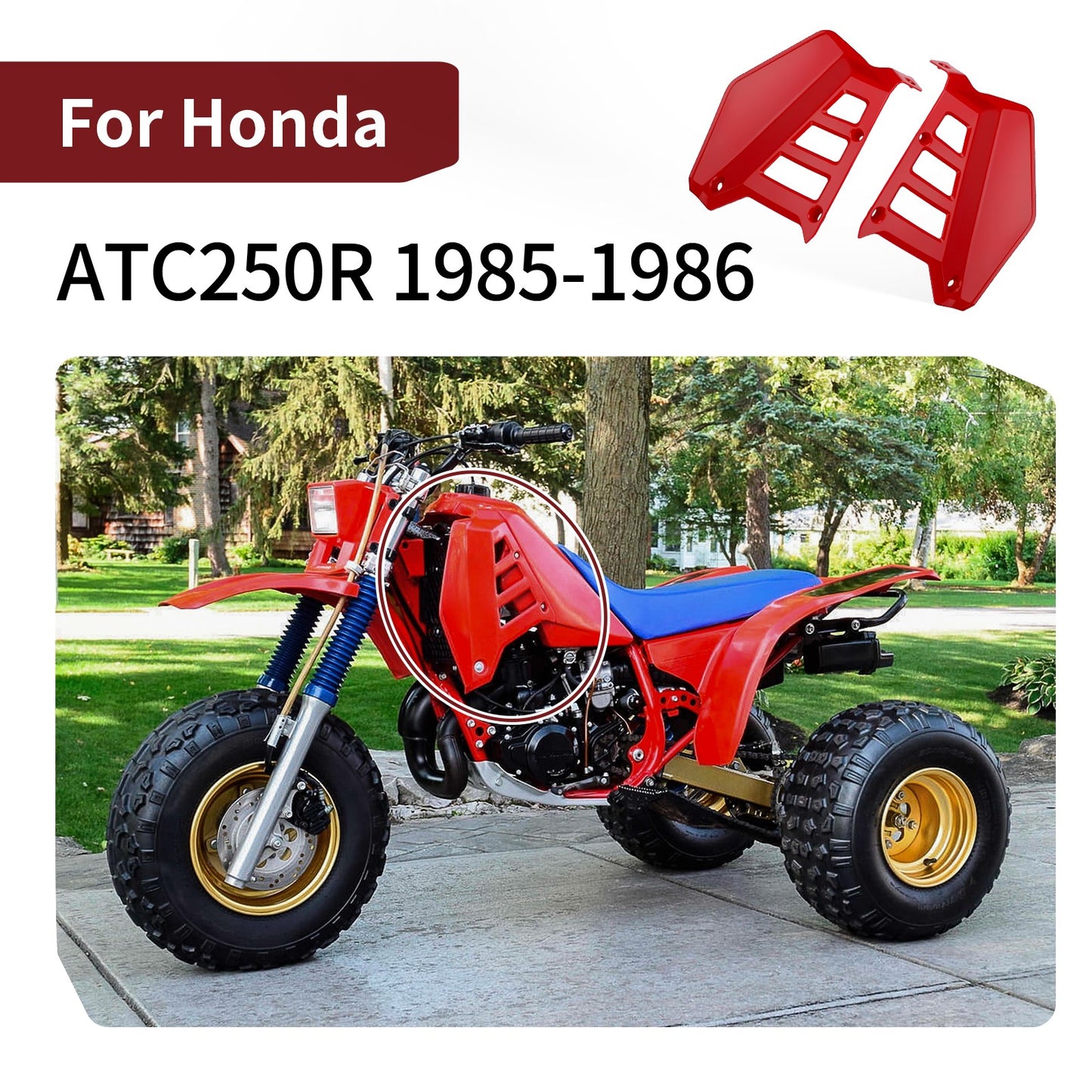 Set of 2 Red Radiator Shrouds for Honda ATC250R (1985–1986)