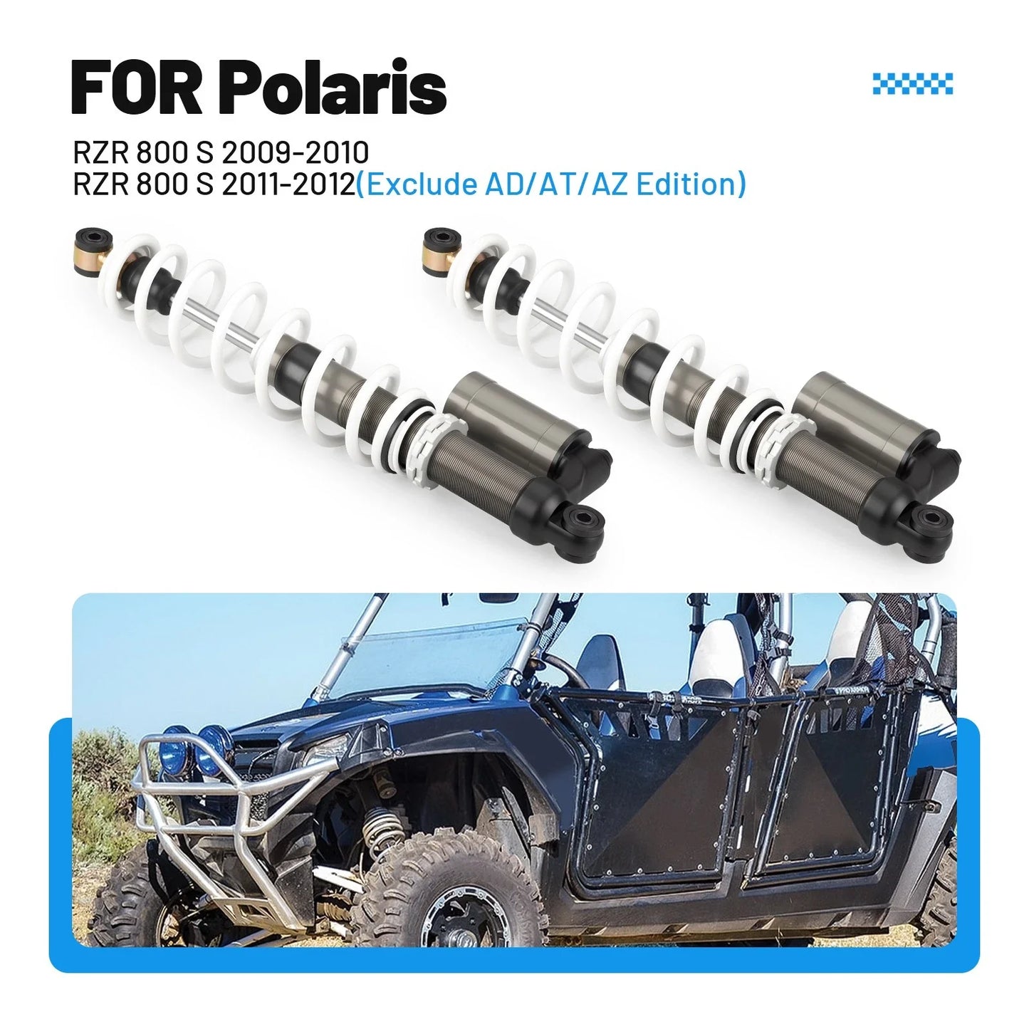 Front Air Shocks Absorbers 2pcs/set for Polaris RZR 800 S (2009–2012)