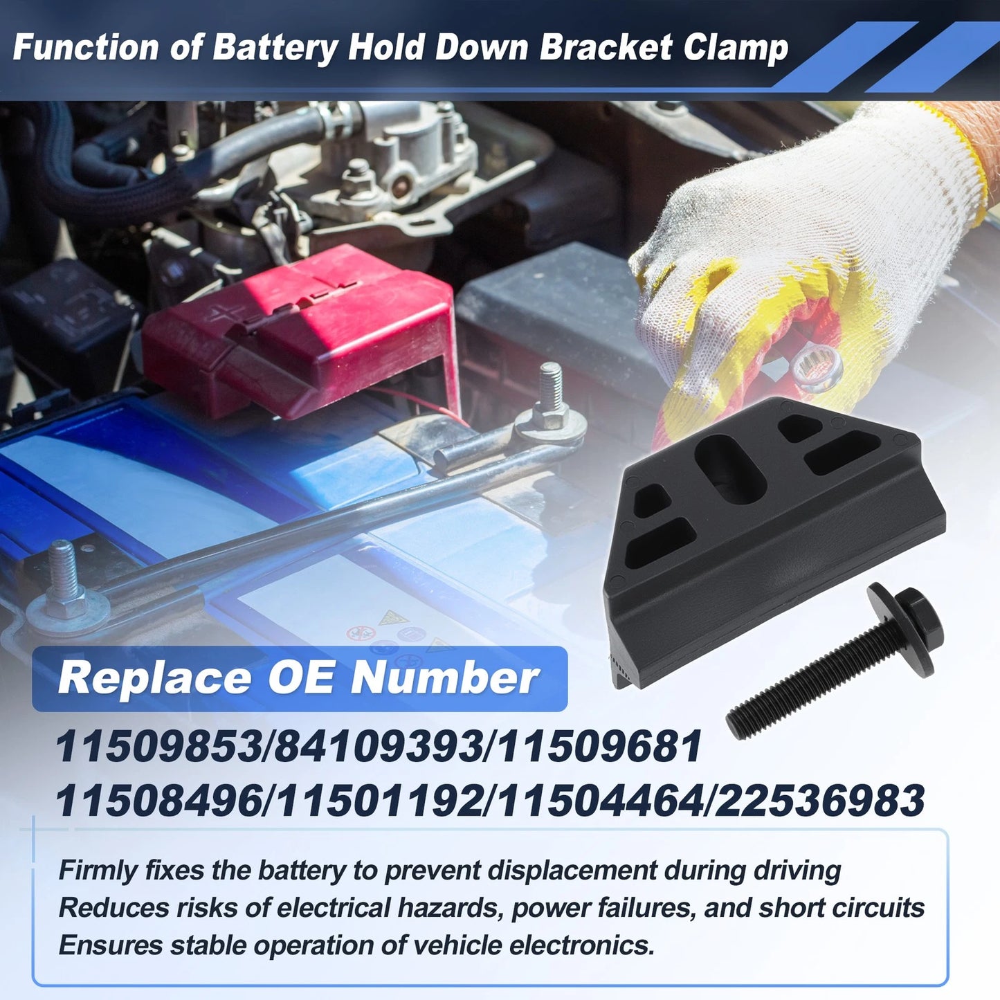 Battery Mounting Wedge and Bolt Kit for Chevy Express 1500 2500 3500 (2003–2023)