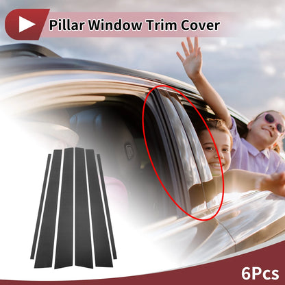 6 Pcs Car Door Pillar Window Trim for Toyota Highlander (2001–2007) Carbon Fiber