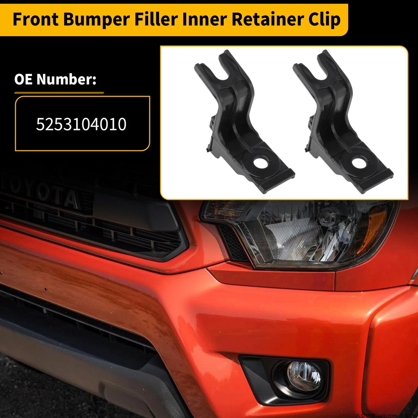 Set of 2 Front Bumper Filler Clip Brackets for Toyota Tacoma (2012–2015) No. 52531-04010