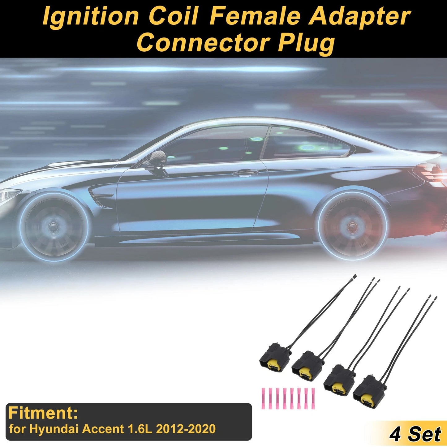 Set of 4 Ignition Coil Connector Plugs for Hyundai Accent (2012–2020)