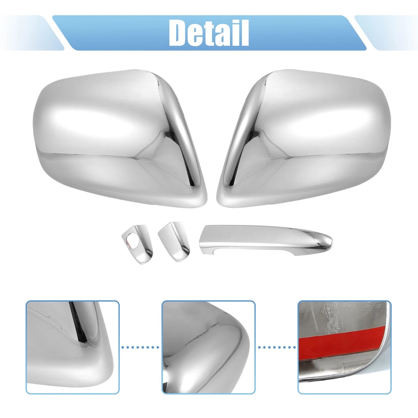 Set of 4 Chrome Plated Mirror Cover Door Handle Covers for Toyota