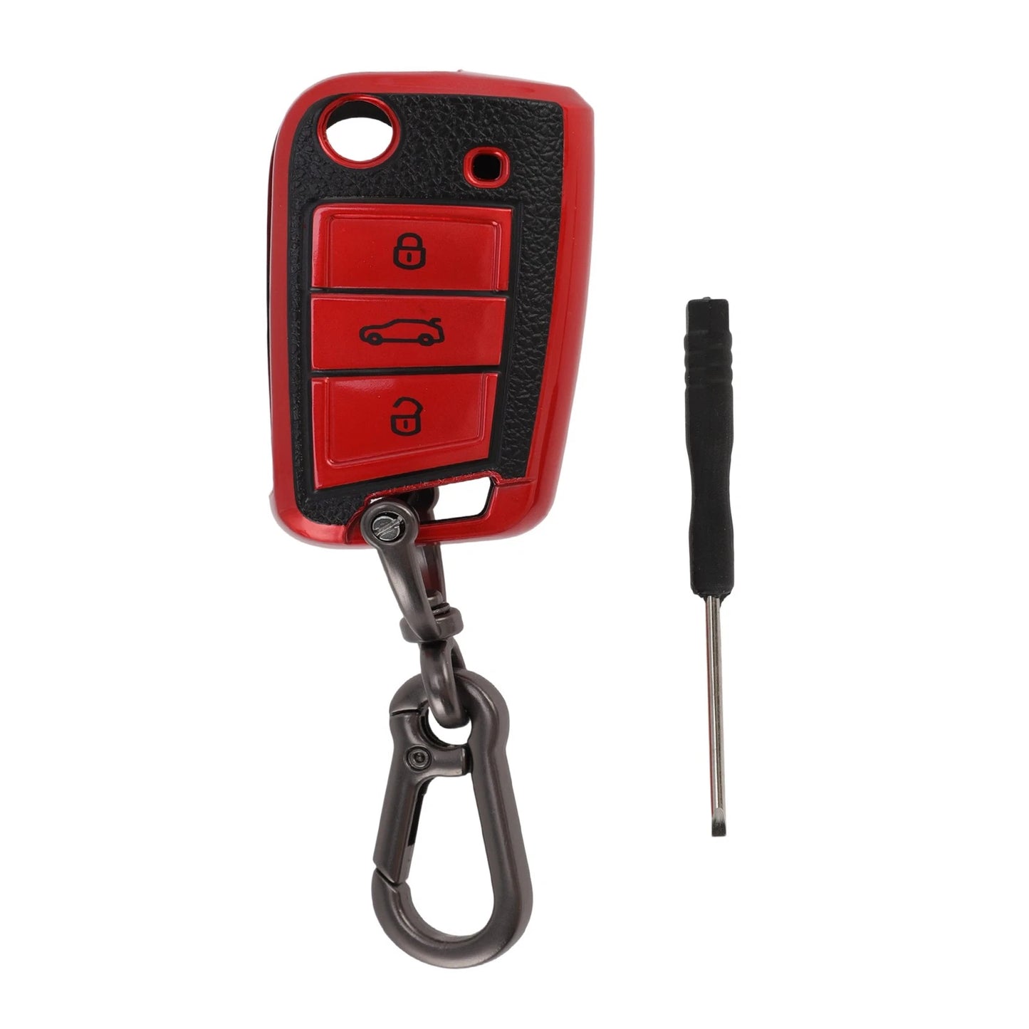 Red TPU Key Case for VW Golf (2010–2023) - 3 Buttons Remote Fob Cover