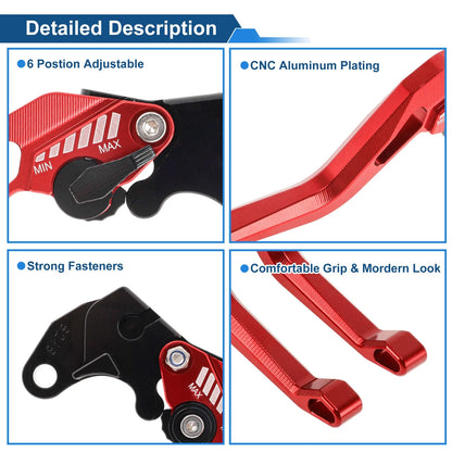 Short Brake Clutch Levers for Suzuki GSXR600 (1997–2003) Red 1 Pair
