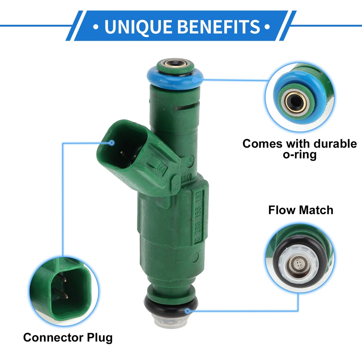 Fuel Injector No. 0280156193 for Mazda 6 i 2.3 (2003–2005) 1 Pc Green