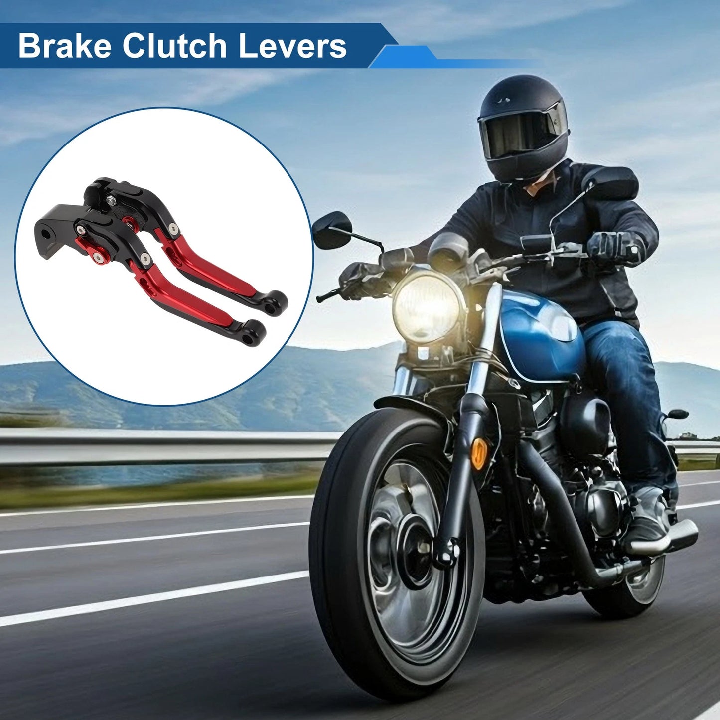 Brake Clutch Levers for Suzuki GSXR1000 (2009–2019) Black Red Handle 1 Pair