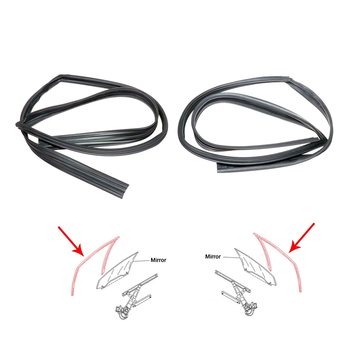 Set of 2 Front Door Glass Run Channels for Toyota Corona (1992–1998)