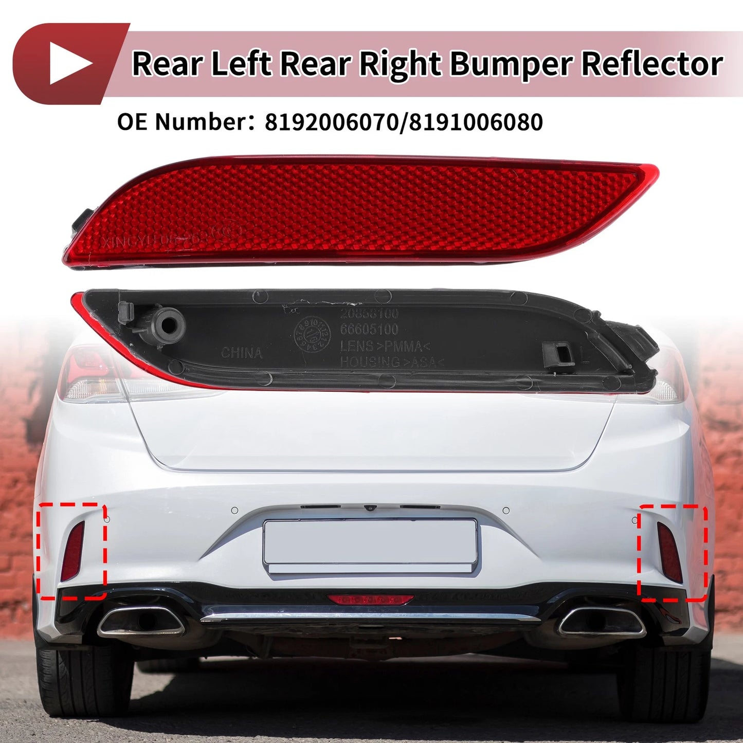 1 Pair Rear Bumper Reflectors for Toyota Camry (No. 8191006080)