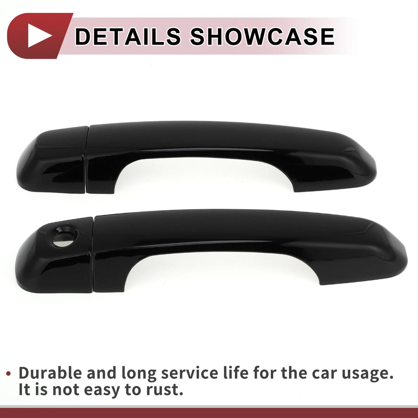 Set of 4 Door Handle Covers for Toyota Land Cruiser Prado (2010–2023) Gloss Black ABS