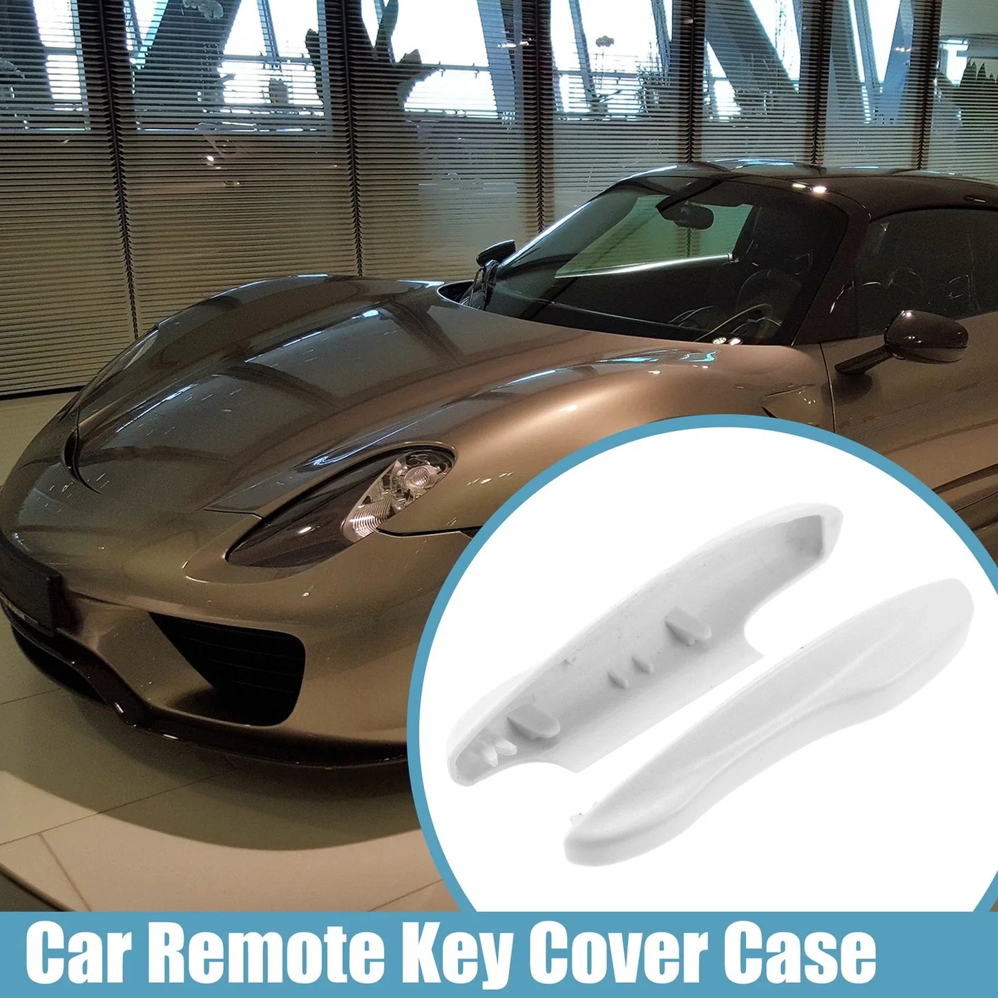 Car Remote Key Side Cover Case Set for Porsche Taycan 911 (2020-2021) White