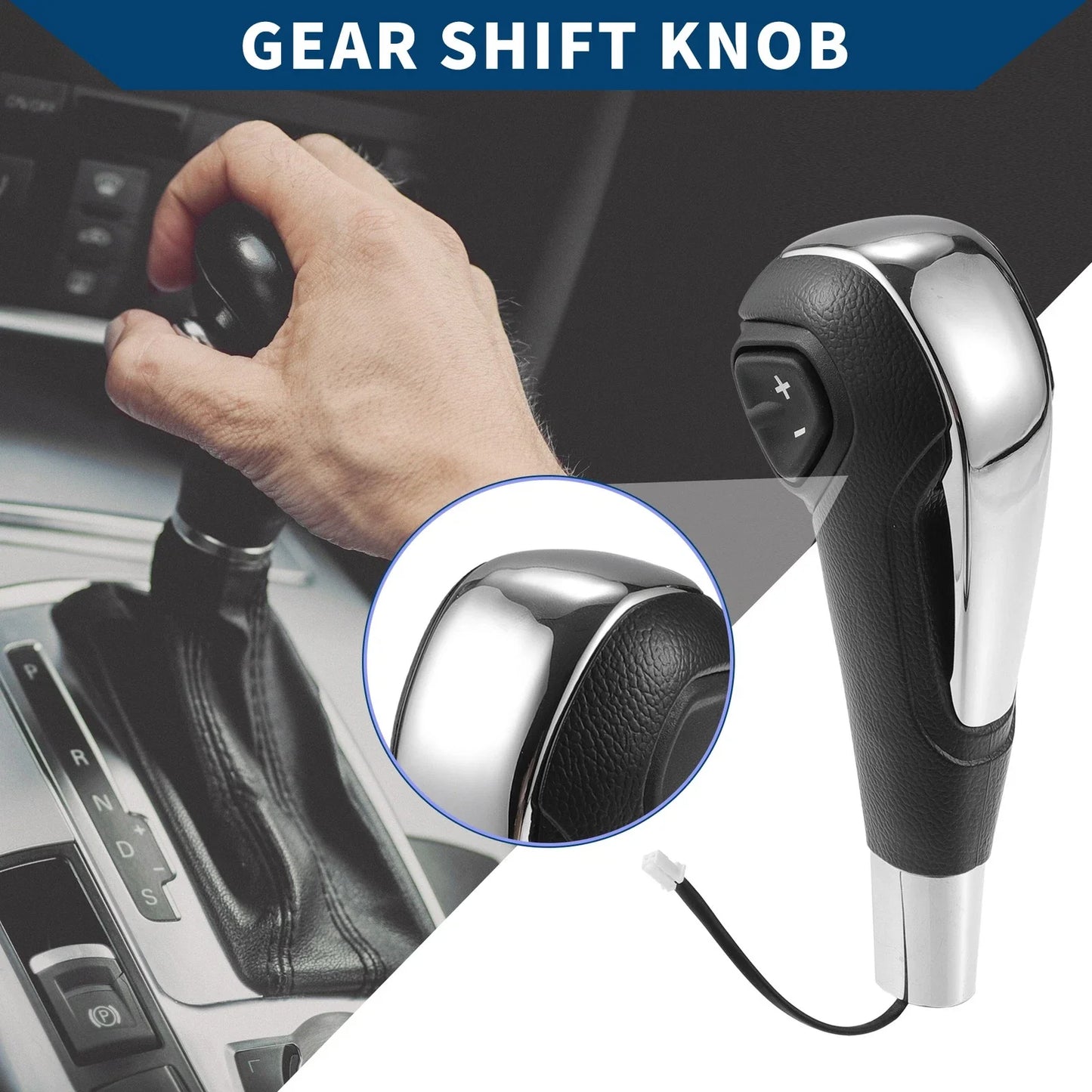 Automatic Gear Shift Knob for Chevrolet Aveo 2011-2017 Faux Leather Silver Tone