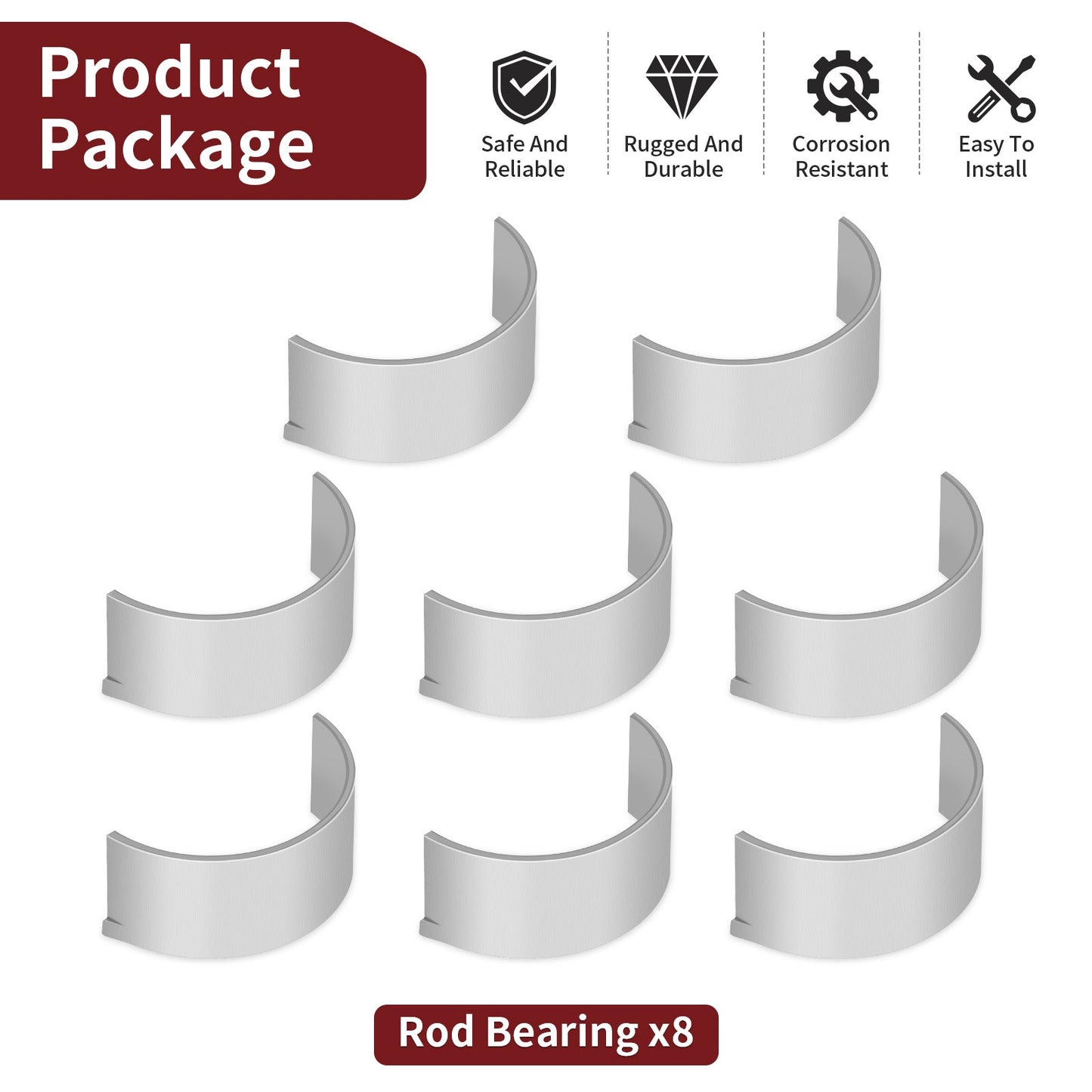 Set of 8 Crankshaft Rod Bearings for Yamaha WaveRunner 1800 (2002–2023)