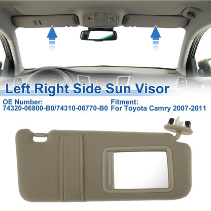 Set of 2 Sun Visors for Toyota Camry (2007–2011) No. 74320-06800-B0 Beige