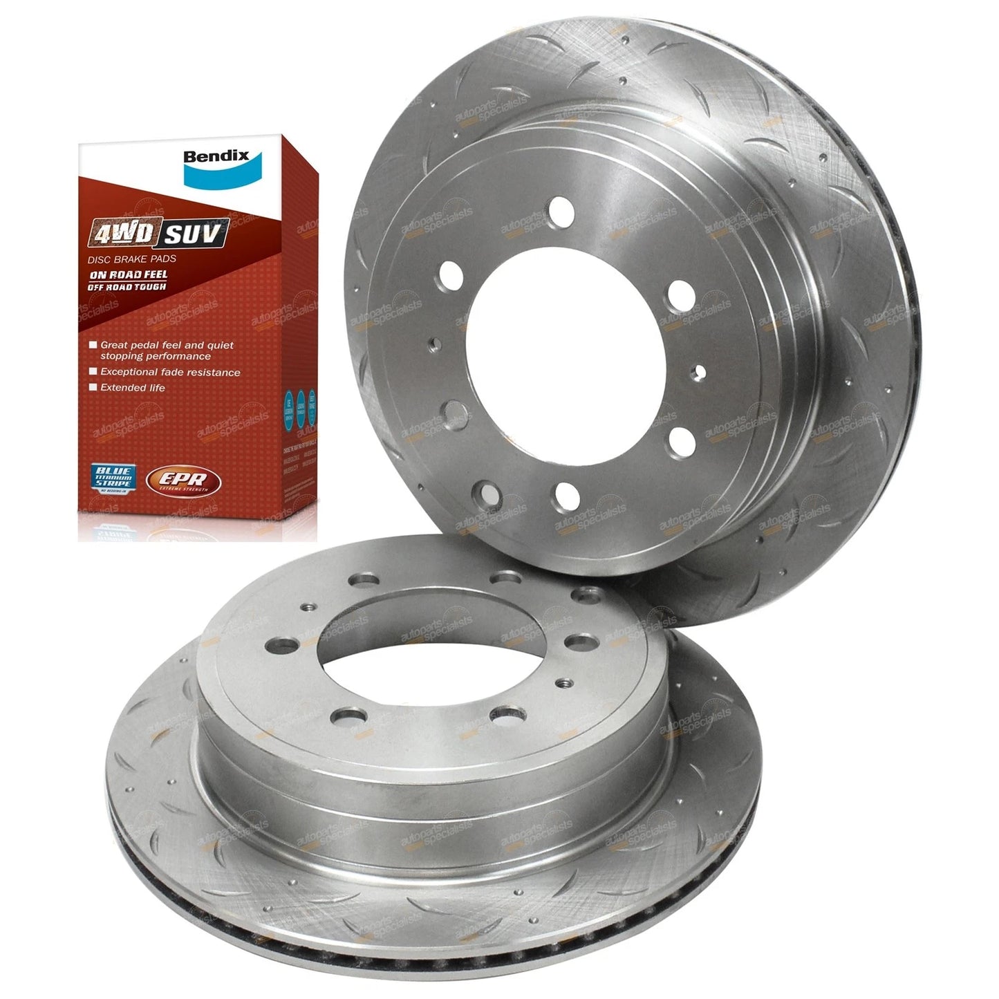 2 Rear Disc Rotors + Brake Pad Set for Toyota Prado (1996–2009)