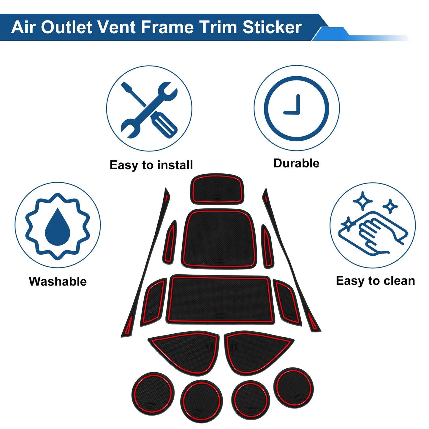 15 Pcs Non-Slip Mat for Toyota Yaris Cross SUV (2021–2024) PVC Red