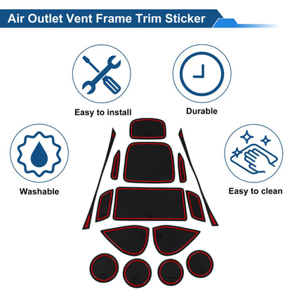 15 Pcs Non-Slip Mat for Toyota Yaris Cross SUV (2021–2024) PVC Red