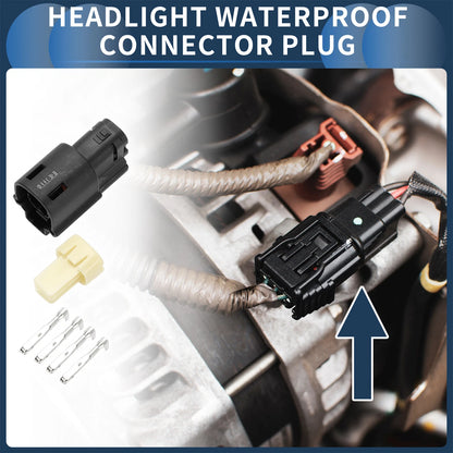 Set of 4 Pin Headlight Waterproof Connector Plugs for Harley-Davidson