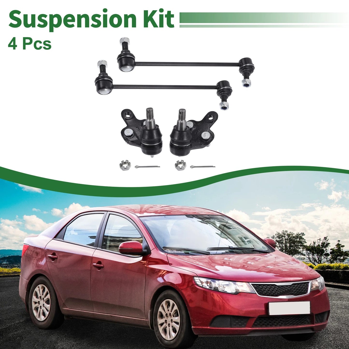 4pcs Front Suspension Kit Sway Bar Link Ball Joint for Toyota Sienna (2004–2020) No.K90346