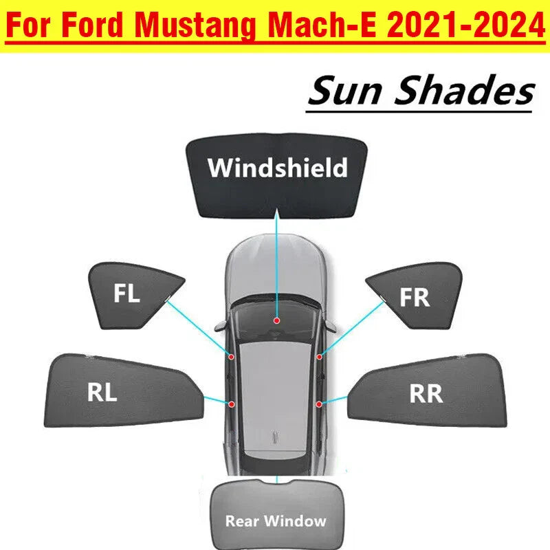 2 x Window Sun Visor Shade Privacy Sleep Shield for Mustang Mach-E (2021–2024)