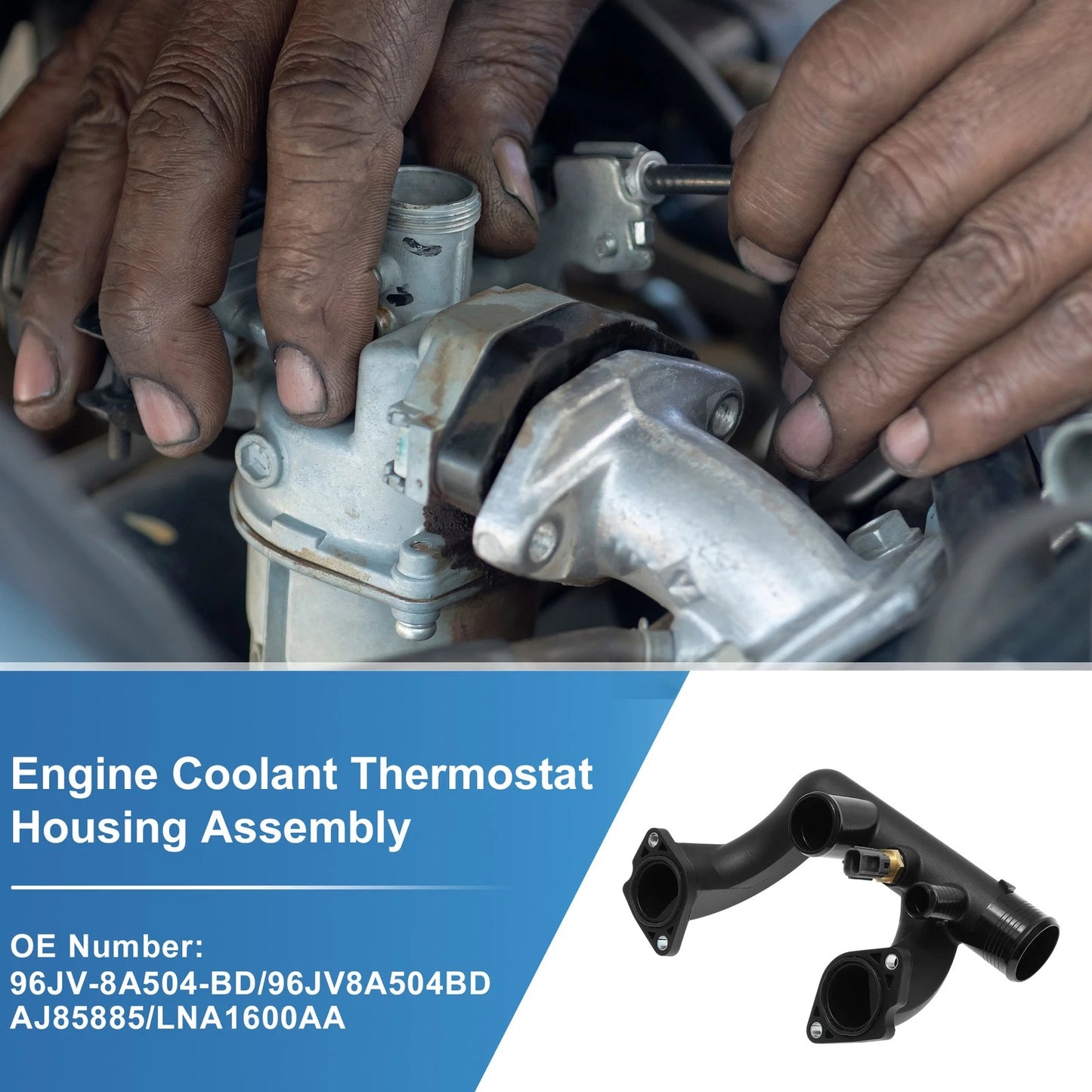 Engine Coolant Thermostat Housing Assembly No. 96JV-8A504-BD for Jaguar XK8 (1997–2002)