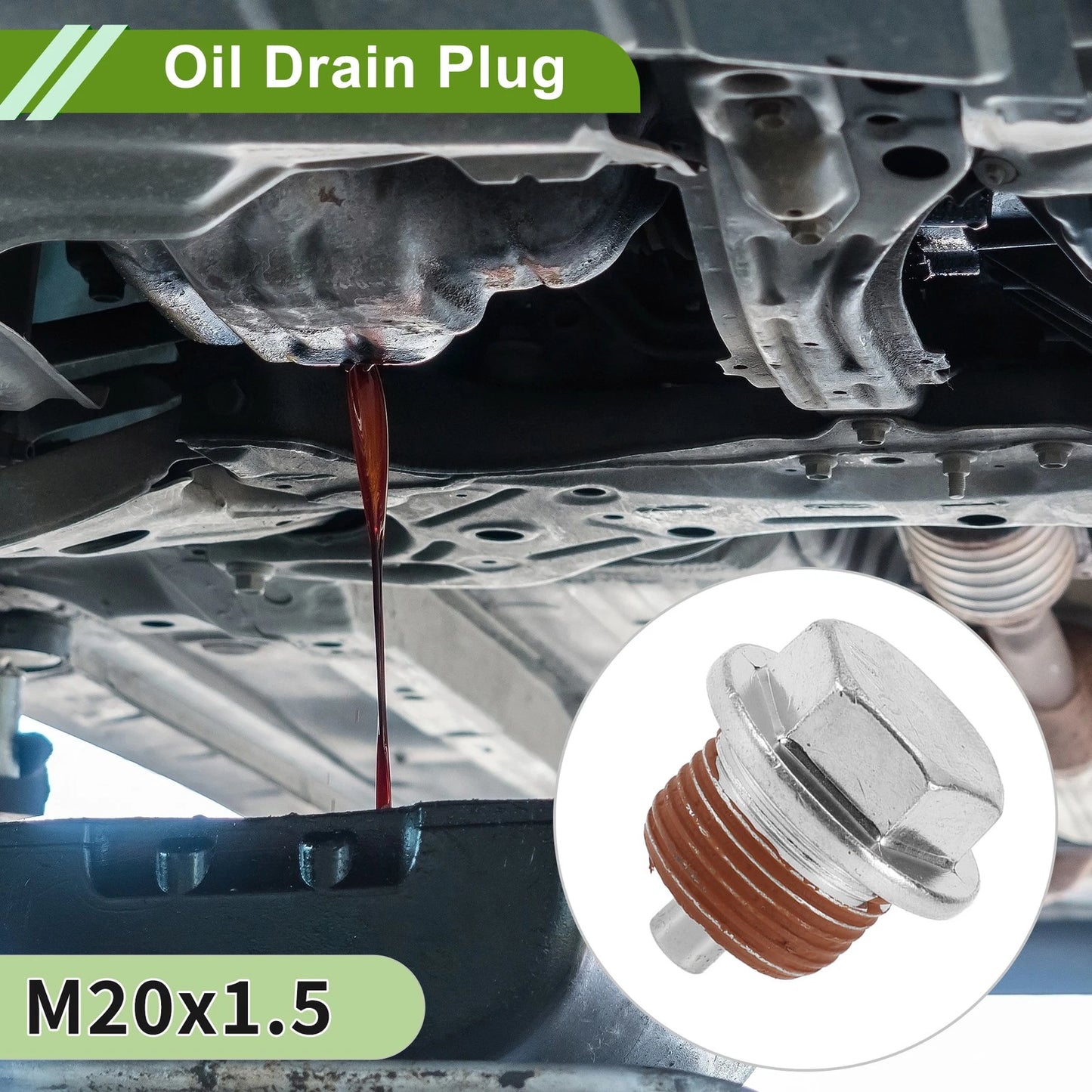 Set of 2 M20x1.5 Copper Oil Drain Plug with Gasket for Car Motorcycle