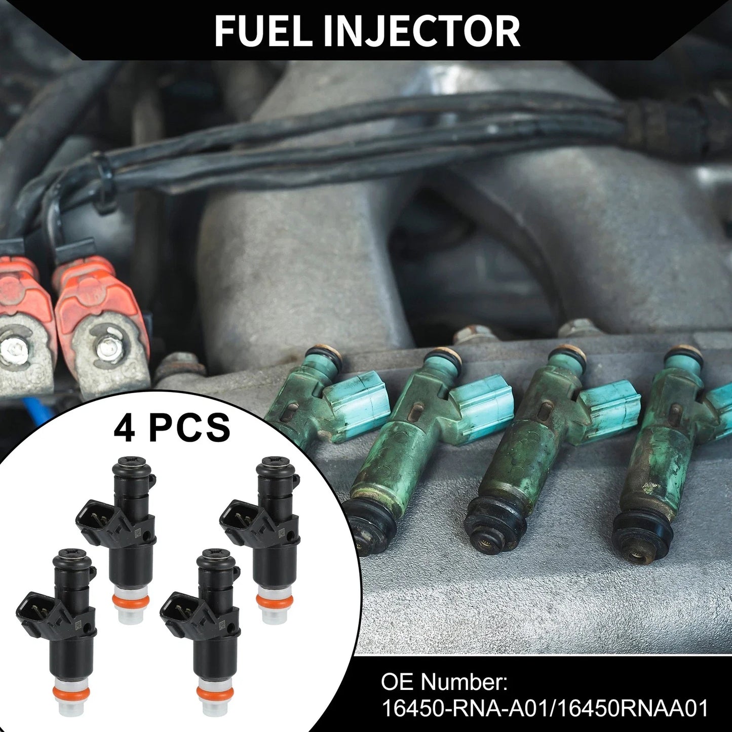 Fuel Injector 1.8L for Honda Civic (2006-2011) - 4 x Black Injectors