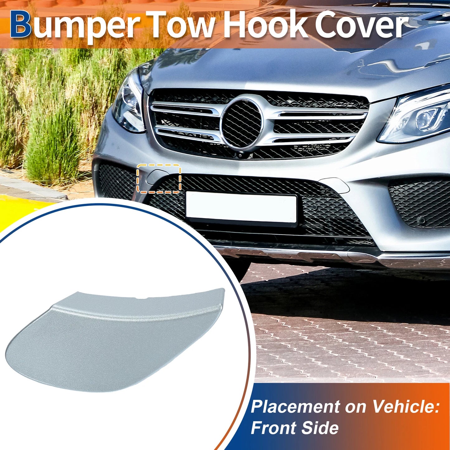 Tow Hook Cover for Mercedes-Benz GLE (2016–2023) No.A2928854922 Silver Tone