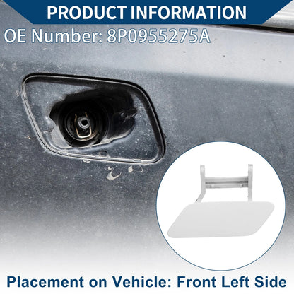 Front Left Washer Nozzle Cover Cap for Audi A3 (2008–2014) 1Pcs White