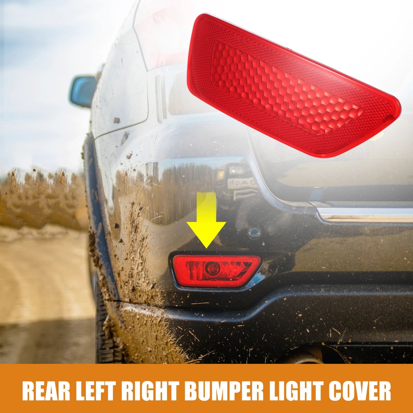 Rear Left Bumper Reflector Light Cover for Jeep Grand Cherokee (2011–2021) 57010721AC Red