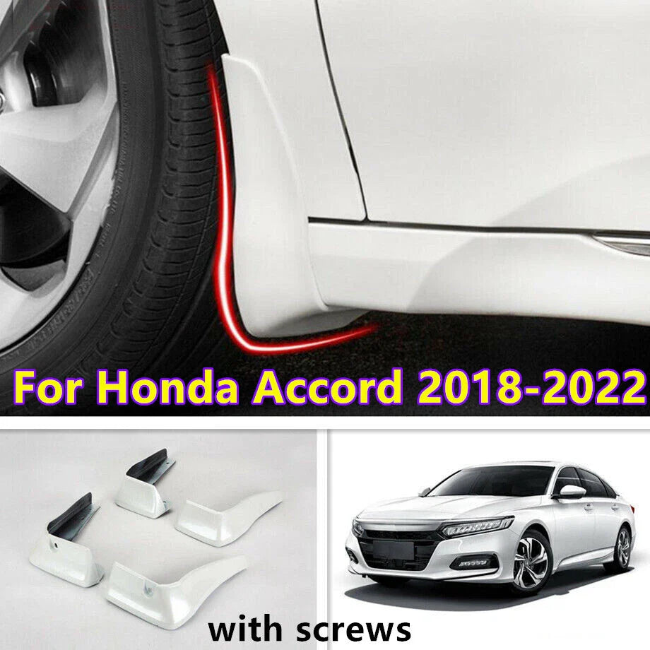 4x White Mud Flaps Protector Fender for Honda Accord (2018–2022)