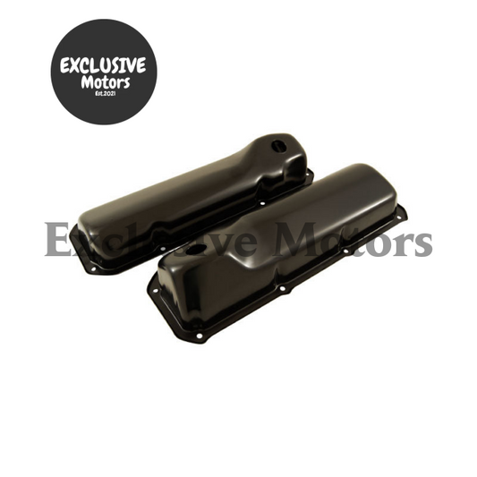 302 351 Valve Rocker Covers Chrome Black Steel for Ford Cleveland (1969-1974)